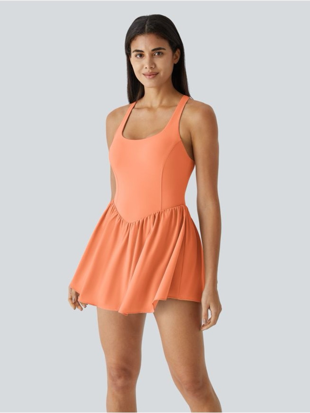 HALARA Orange Cross-Back Skater Dress for Kids